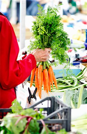 simsearch:659-06187957,k - A person holding a bunch of carrots at a market stand Photographie de stock - Premium Libres de Droits, Code: 659-07959272