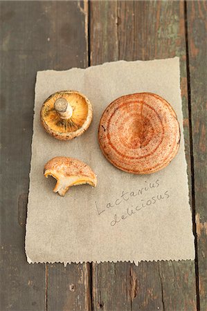 Red pine mushrooms on a piece of paper Stock Photo - Premium Royalty-Free, Code: 659-07959605