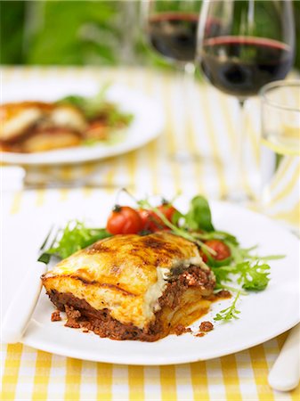 simsearch:659-08940768,k - Mousaka with a side salad Stock Photo - Premium Royalty-Free, Code: 659-08418691