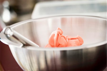 simsearch:659-06188604,k - Pink meringue for making macaroons in a mixing bowl Stock Photo - Premium Royalty-Free, Code: 659-08418766
