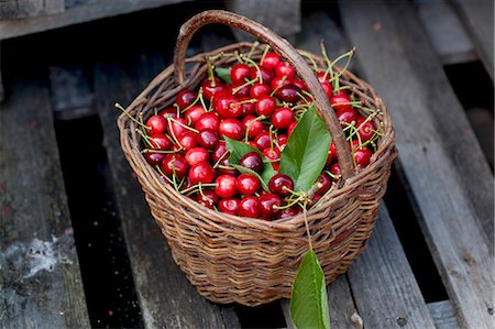 simsearch:659-07069466,k - A basket of freshly picked cherries Photographie de stock - Premium Libres de Droits, Code: 659-08905904