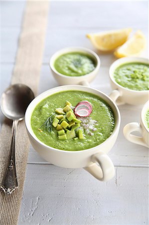 simsearch:659-06901837,k - Avocado & cucumber soup with radish Stock Photo - Premium Royalty-Free, Code: 659-08906746