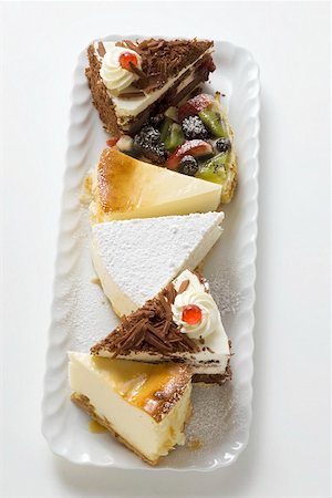 simsearch:659-01848790,k - A selection of pieces of cake on white plate Stock Photo - Premium Royalty-Free, Code: 659-01846390