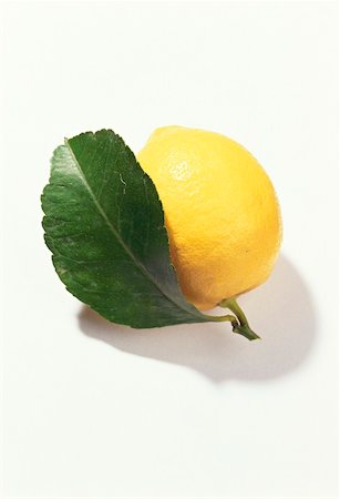single lemon - A lemon with leaf Stock Photo - Premium Royalty-Free, Code: 659-01850450