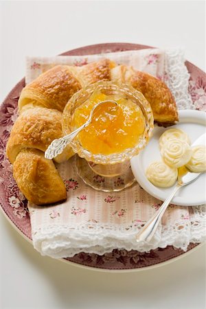 Orange marmalade, croissant and butter Stock Photo - Premium Royalty-Free, Code: 659-01863963