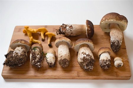 simsearch:659-02212217,k - Fresh ceps and chanterelles on chopping board Stock Photo - Premium Royalty-Free, Code: 659-02212208