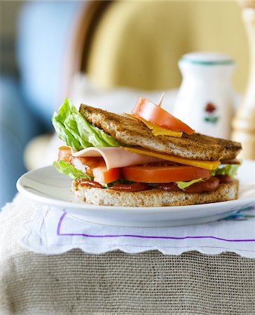 simsearch:652-05807406,k - Turkey and mimolette toasted club sandwich Stock Photo - Premium Royalty-Free, Code: 652-05807401