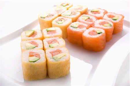 Salmon and omelette Makis Stock Photo - Premium Royalty-Free, Code: 652-06819269