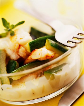 monkfish and courgette fricassee with white butter marjoram sauce Stock Photo - Premium Royalty-Free, Code: 652-01668707