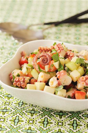 Octopus,celery,apple,cucumber and tomato salad Stock Photo - Premium Royalty-Free, Code: 652-03804678