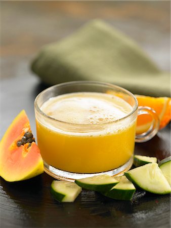 simsearch:652-03802277,k - Orange,carrot,cucumber and papaya juice Stock Photo - Premium Royalty-Free, Code: 652-03803573