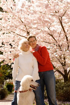 Portrait of woman with mother and dog Stock Photo - Premium Royalty-Free, Code: 673-02141056