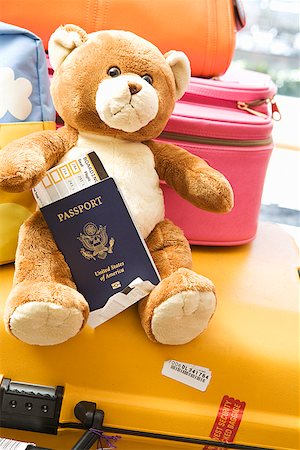 Teddy bear holding a passport Stock Photo - Premium Royalty-Free, Code: 673-02142357