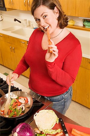 Woman cooking Foto de stock - Sin royalties Premium, Código: 673-02142383