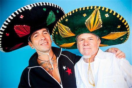 portrait of two men wearing sombreros Stock Photo - Premium Royalty-Free, Code: 673-03623218