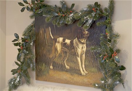 Painting of a dog surrounded by fir branches Stock Photo - Premium Royalty-Free, Code: 689-05610777