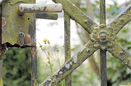 Weathered garden gate - close up Foto de stock - Sin royalties Premium, Código: 689-03129210