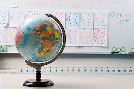 education and back to school - Globe in Elementary Classroom Stock Photo - Premium Royalty-Free, Code: 694-03330325