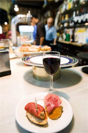 Tapas bar, close-up of stuffed prosciutto Stock Photo - Premium Royalty-Free, Code: 695-05769681