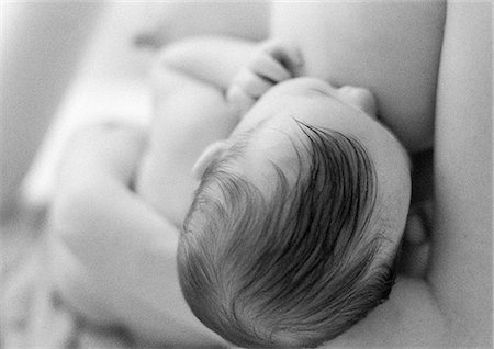 Infant nursing, b&w Foto de stock - Sin royalties Premium, Código: 695-05774623