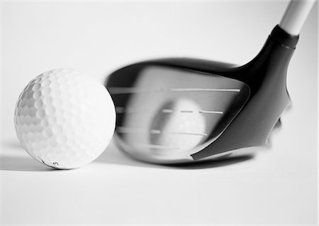 Golf club and ball, close-up, b&w. Stock Photo - Premium Royalty-Free, Code: 695-05775343