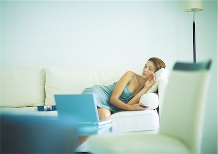 simsearch:693-03707745,k - Woman napping on couch Stock Photo - Premium Royalty-Free, Code: 695-05778226