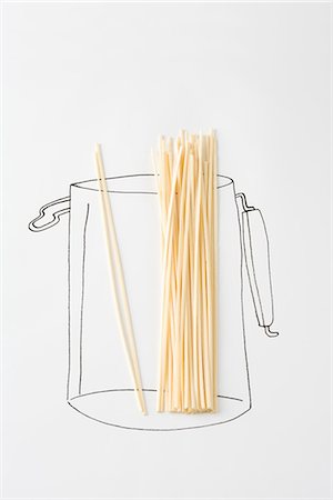 Uncooked pasta in drawing of canister Stock Photo - Premium Royalty-Free, Code: 695-05779496