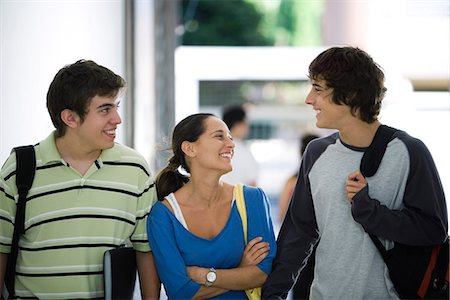 picture of people walking and chatting - College students walking and chatting together Stock Photo - Premium Royalty-Free, Code: 695-05770814