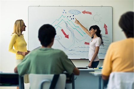High school students learning about precipitation cycle in class Stock Photo - Premium Royalty-Free, Code: 695-05771365