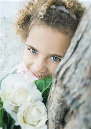 Girl with flowers Foto de stock - Sin royalties Premium, Código: 695-03373642