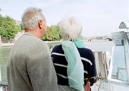 elderly lady back - Mature man and woman on a boat, rear view Stock Photo - Premium Royalty-Free, Code: 695-03384132