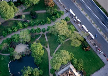 France, Paris, park and road, birdseye view. Stock Photo - Premium Royalty-Free, Code: 695-03380960