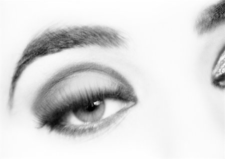 Woman's eye, frontal view, black and white. Stock Photo - Premium Royalty-Free, Code: 695-03383025