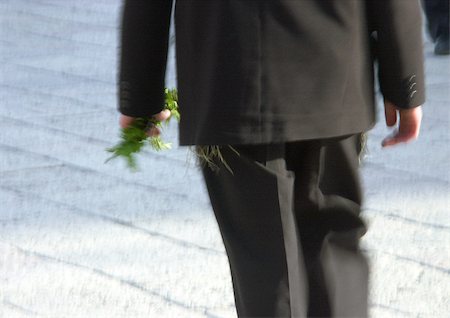 passover - Israel, Jerusalem, man walking and holding plant stem, mid-section, rear view Stock Photo - Premium Royalty-Free, Code: 695-03383553