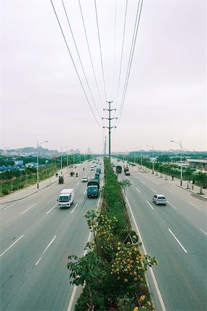 Multiple lane highway, high angle view Stock Photo - Premium Royalty-Free, Code: 696-03395077