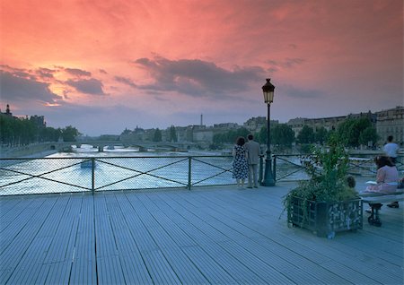 paris sunrise - France, Paris, sunset over River Seine seen from Pont des Arts Stock Photo - Premium Royalty-Free, Code: 696-03396384