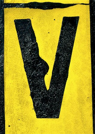 V, text, painted. Stock Photo - Premium Royalty-Free, Code: 696-03396678