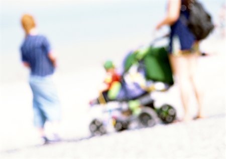 simsearch:696-03399615,k - People with stroller on beach, blurred Stock Photo - Premium Royalty-Free, Code: 696-03399625