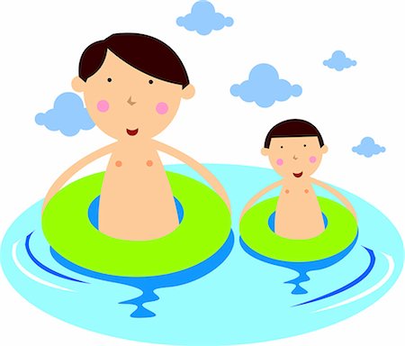 father son bath - Swimming Foto de stock - Sin royalties Premium, Código: 690-03202026