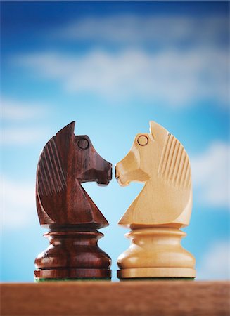 stalemate - Chess pieces, two knights face to face Stock Photo - Premium Royalty-Free, Code: 693-06018918