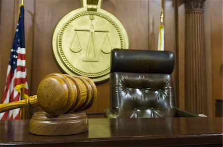 Hammer and gavel near judges chair in court Stock Photo - Premium Royalty-Free, Code: 693-06020930