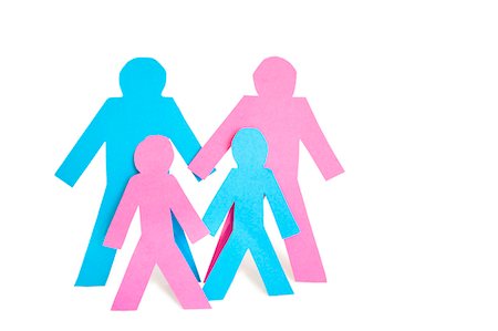 studio creative group - Conceptual image of paper cut outs representing family with two children over white background Stock Photo - Premium Royalty-Free, Code: 693-06324324