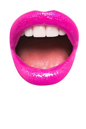 female lips silhouette - Close-up view of female wearing pink lipstick with mouth open over white background Stock Photo - Premium Royalty-Free, Code: 693-06325302