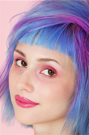 simsearch:693-06323962,k - Close-up portrait of beautiful young woman with dyed hair Stock Photo - Premium Royalty-Free, Code: 693-06378867