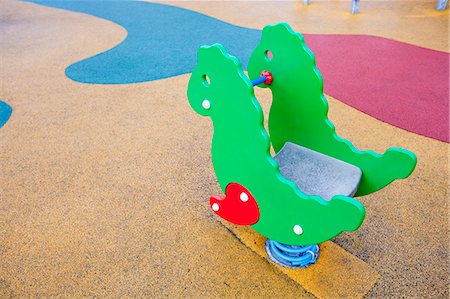 sea horse - Playground horse with colored rubber flooring Stock Photo - Premium Royalty-Free, Code: 693-06667847