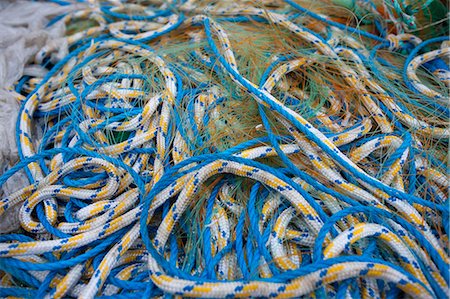 simsearch:6118-08910527,k - Detail of fishing nets and ropes Stock Photo - Premium Royalty-Free, Code: 693-06667856