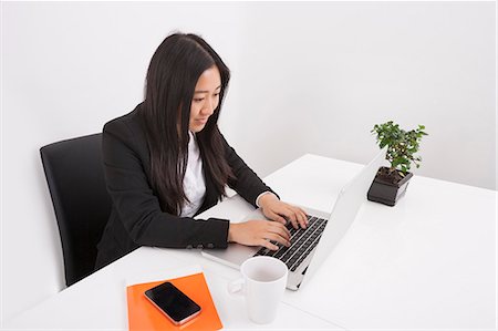 Young businesswoman working on laptop at office desk Stock Photo - Premium Royalty-Free, Code: 693-07455961