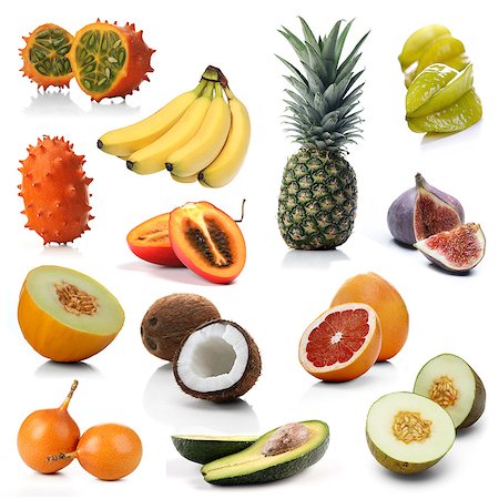 simsearch:824-07586124,k - Mix of exotic fruits on white background Stock Photo - Premium Royalty-Free, Code: 693-08127438