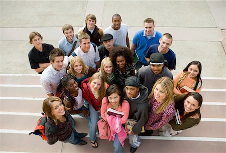 simsearch:693-03363602,k - Group of students on steps, (portrait) Stock Photo - Premium Royalty-Free, Code: 693-03299787