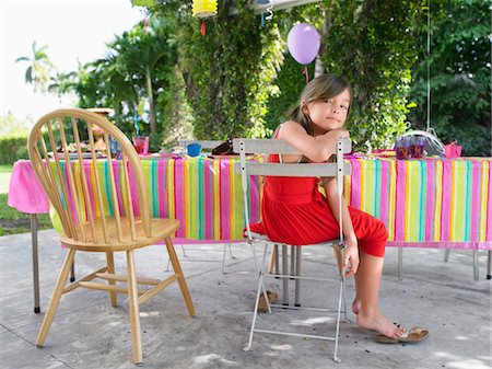 simsearch:693-03305634,k - Portrait of girl (7-9) sitting at table after birthday party Stock Photo - Premium Royalty-Free, Code: 693-03305585